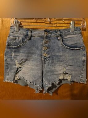 Distressed High Rise Button Fly Denim Shorts Size Small US 4-6